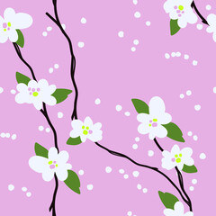 Apple blossom branch, pastel repeat pattern