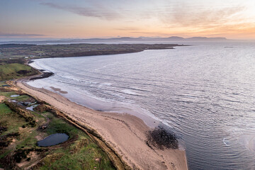Aerial view of the Inver bay and beach in County Donegal - Ireland.