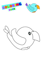 Cute bird animal coloring book several colors on white background