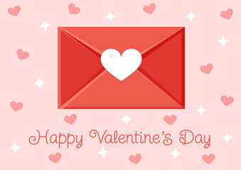 Greeting card with an envelope. Love message. Love letter for Valentine's Day for poster, print, holiday card.