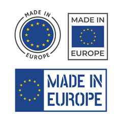 made in Europe icon set, European Union product labels
