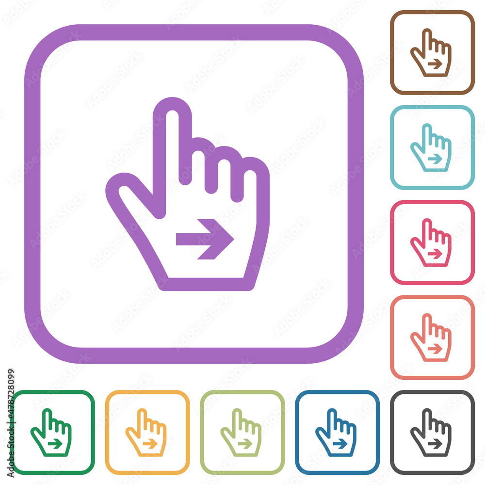 Poster hand cursor right outline simple icons