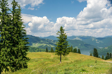 Beautiful mountain landscape on the way to Durau, Neamt, Romania