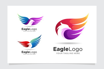Set of Colorful Eagle Bird Logo