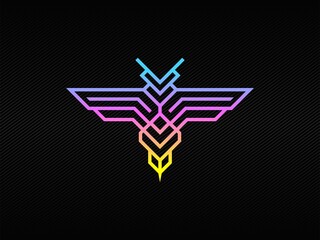 Modern hornet badge logo with blue purple and green RGB colors