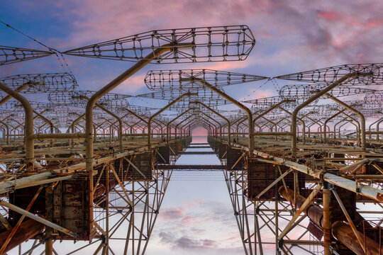Ukraine, Kyiv Oblast, Chernobyl, Remains of Russian Woodpecker radar