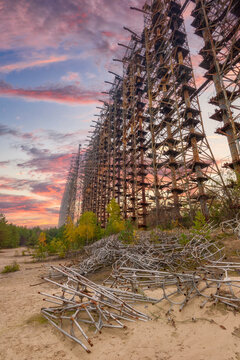 Ukraine, Kyiv Oblast, Chernobyl, Remains of Russian Woodpecker radar