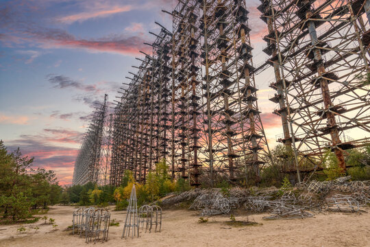 Ukraine, Kyiv Oblast, Chernobyl, Remains of Russian Woodpecker radar
