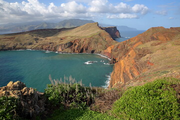Colorful landscape and rocky cliffs at Ponta de Sao Lourenco Peninsula, located on the East coast of Madeira Island, Portugal