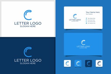 letter C design logo and business card template. premium vector