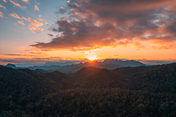 sunset scenery mountains and evening sky