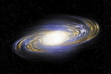 Obraz premium Spiral galaxy sparkling among starry space