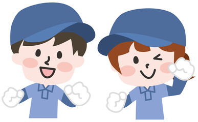 引越し作業員の男女 