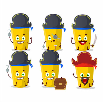 Cartoon character of yellow chalk with various pirates emoticons