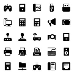 Glyph icons for gadgets and devices.