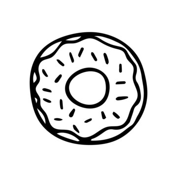 Hand drawn doodle cute donut. Vector doughnut clipart. Outline.
