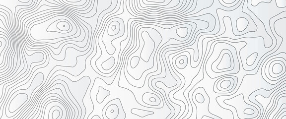 Fototapeta premium Vector contour topographic map background. Topography and geography map grid abstract backdrop, Vector illustration of topographic line contour map, black-white design, Luxury black abstract line art.