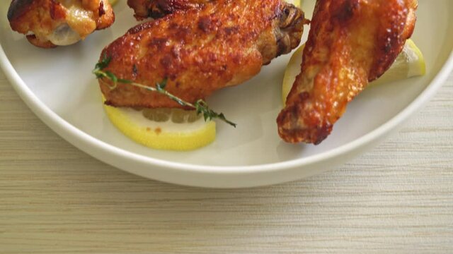 fried lemon pepper chicken wings with thyme