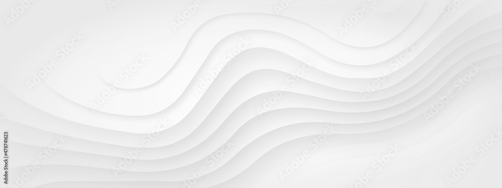 Aufkleber abstract circle blank paper white and gray tone vector background, wave overlapping with shadow mode