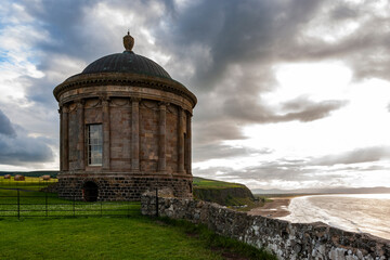 View of the Mussenden temple in the Northern Ireland during the summer