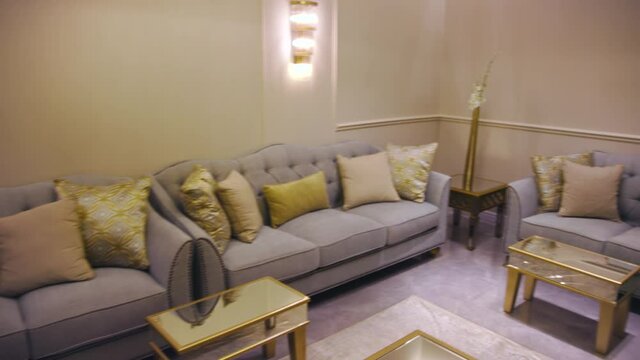 Spacious Contemporary Living Room, Jeddah Saudi Arabia, Arc Shot