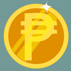 Philippine peso gold coin. Vector illustration
