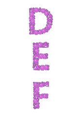 
set of letters in glamour pink graphic style 
