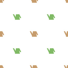 Simple seamless pattern backdrop with watering cans. Brown and green.