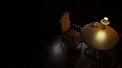 Fototapeta na wymiar 3d visualization interior antique furniture