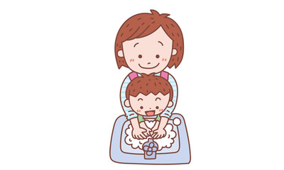 お母さんと手洗い