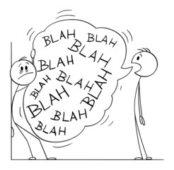 Talkative Person Talking Too Much, Vector Cartoon Stick Figure Illustration - 478747662