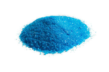 Cupric sulfate isolated on white. Bright, blue copper sulfate, CuSO4, also called blue vitriol or...