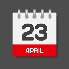 Icon day date 23 April, template calendar page