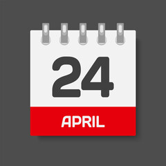 Icon day date 24 April, template calendar page
