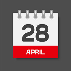 Icon day date 28 April, template calendar page