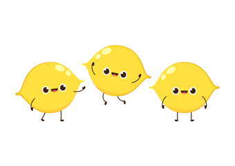 Lemon vector. Lemon character design. Lemon on white background.