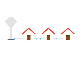 Water system. Example of a public water supply system vector. 