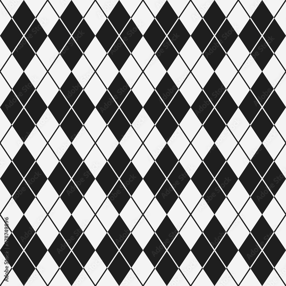 Aufkleber argyle seamless pattern in black and white. geometric stitched argill vector graphic. vector and sea