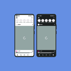 Smartphone Mockup Social Media Flat Design Vector Ilustration