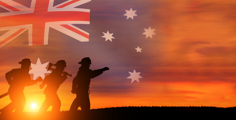Firefighters and fire on Australia flag background .