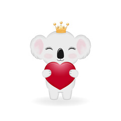 Cute Koala Bear with Heart. valentines day concept