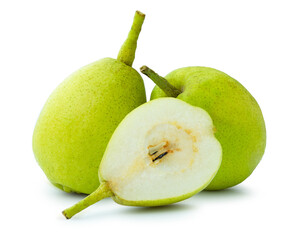 green pear fruit isolated on white background