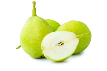 green pear fruit isolated on white background