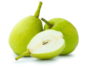 green pear fruit isolated on white background