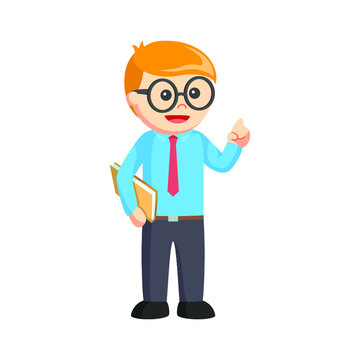 nerd office hold book design character on white background