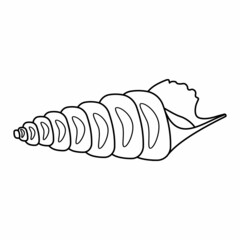 Isolated seashell. Vector illustration of a black contour line, in the style of a doodle