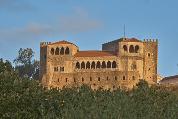 Fototapeta premium Medieval Leiria Castle built on top of a hill in Leiria, Portugal