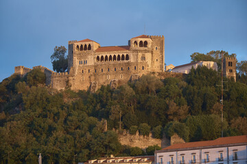 Fototapeta premium Medieval Leiria Castle built on top of a hill in Leiria, Portugal