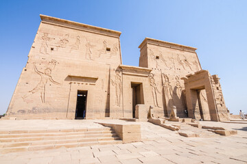 Fototapeta na wymiar views of philae temple, full of hieroglyphics in aswan city. 