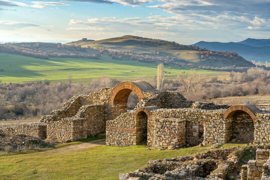 Archaeological site from byzantine period. The doorway in ancient town Bargala Macedonia near Shtip city.